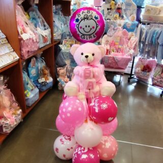 BABY BEAR AND BALLOON SET FOR NEWBORN GIRLSET OF PINK