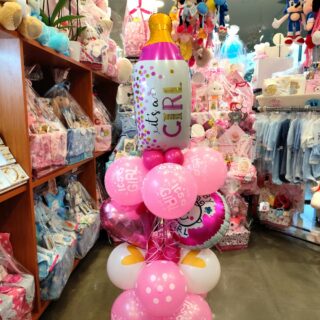 NEW BABY PINK BALLOON SET FOR NEWBORN GIRLΝΕΑ ΣΥΝΘΕΣΗ ΜΠΑΛΟΝΙΩΝ ΜΕ ΜΠΙΜΠΕΡΟ ΡΟΖ ΓΙΑ ΝΕΟΓΕΝΝΗΤΟ ΚΟΡΙΤΣΑΚΙ