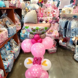 NEW PINK BALLOON BALLOON SET FOR NEWBORN GIRLΝΕΑ ΣΥΝΘΕΣΗ ΜΠΑΛΟΝΙΩΝ ΜΕ ΚΑΡΟΤΣΑΚΙ  ΡΟΖ ΓΙΑ ΝΕΟΓΕΝΝΗΤΟ ΚΟΡΙΤΣΑΚΙ